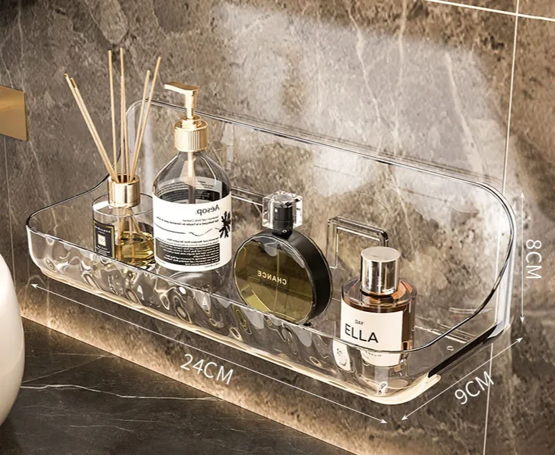 ClearGrip Acryl-Wandregal ohne Bohren – Transparentes Badezimmerregal für Kosmetik, Shampoo & mehr