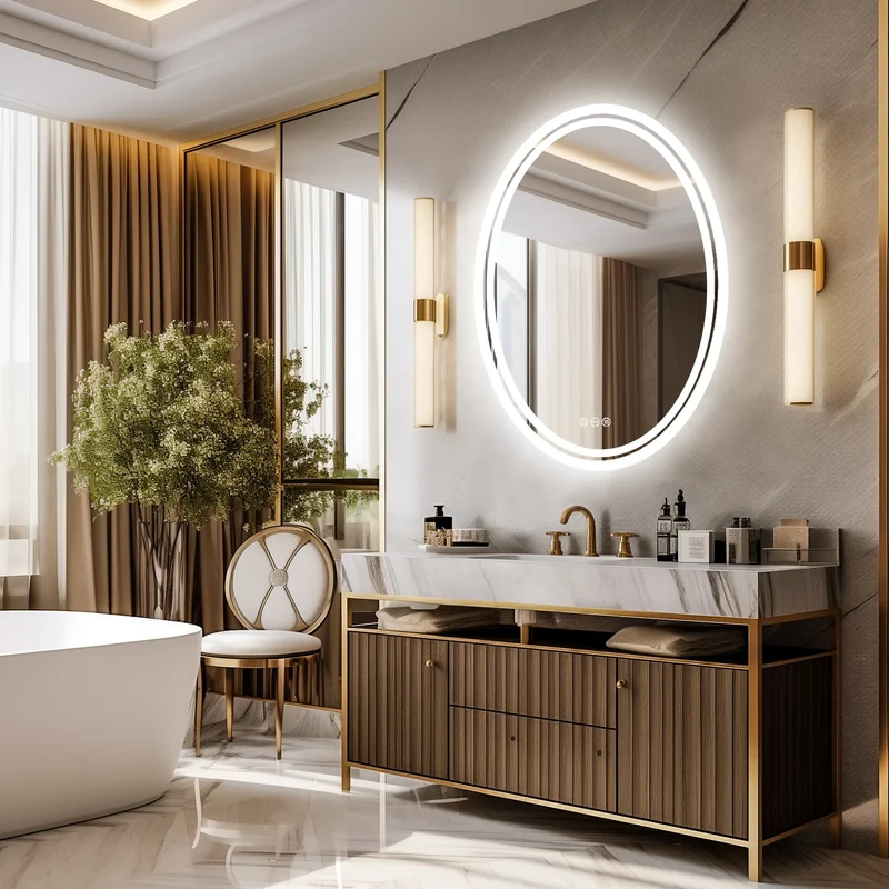 Luxuriöser runder LED-Badezimmerspiegel