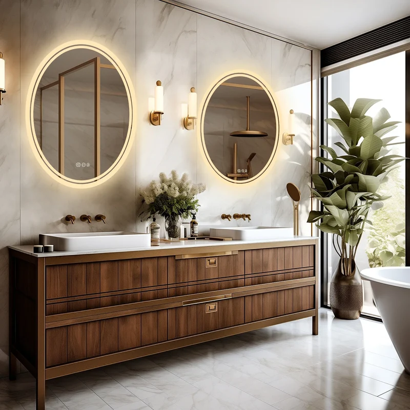 Luxuriöser runder LED-Badezimmerspiegel