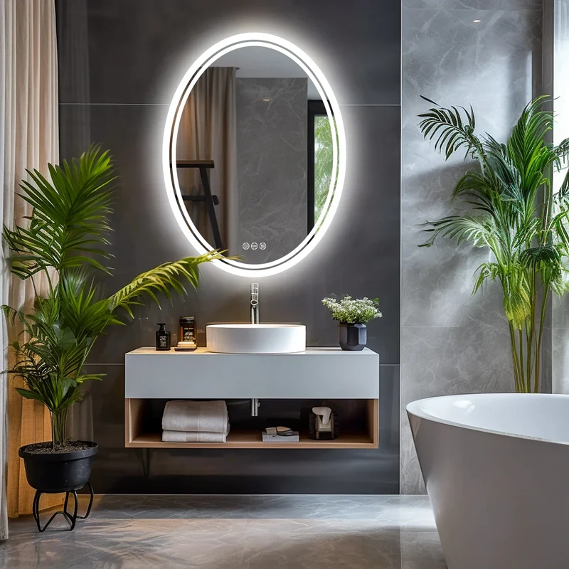 Luxuriöser runder LED-Badezimmerspiegel
