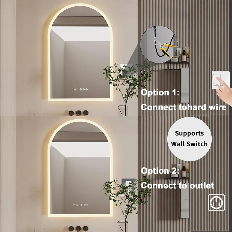 Smarter LED-Badezimmerspiegel | 60 x 90 cm | Beleuchtet, Antibeschlag, Zeit & Temperatur