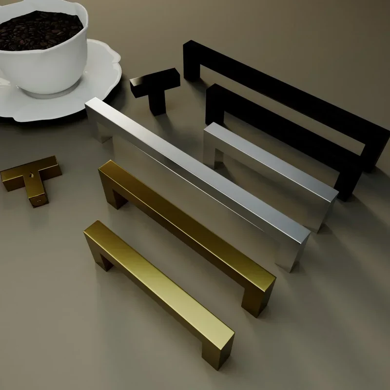 Schwarzer quadratischer Möbelgriff – Aluminiumlegierung | Verschiedene Größen | Schrauben enthalten