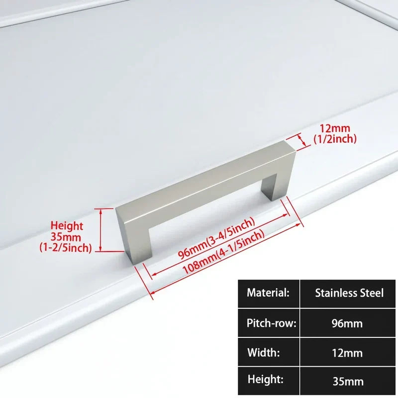 Schwarzer quadratischer Möbelgriff – Aluminiumlegierung | Verschiedene Größen | Schrauben enthalten