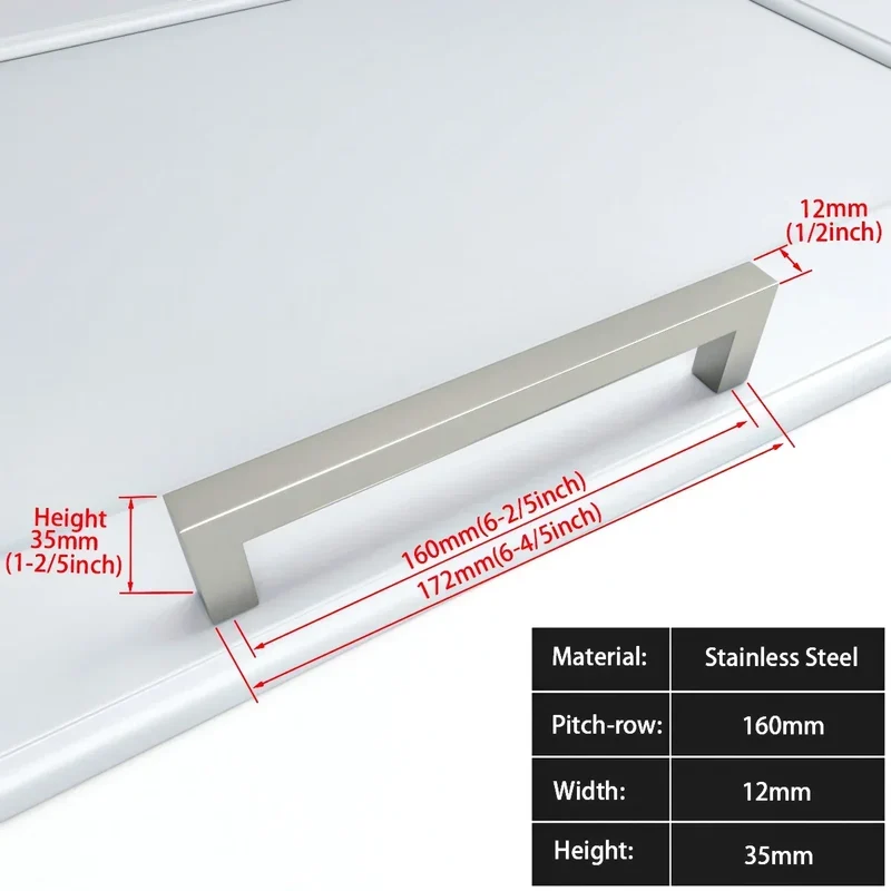 Schwarzer quadratischer Möbelgriff – Aluminiumlegierung | Verschiedene Größen | Schrauben enthalten