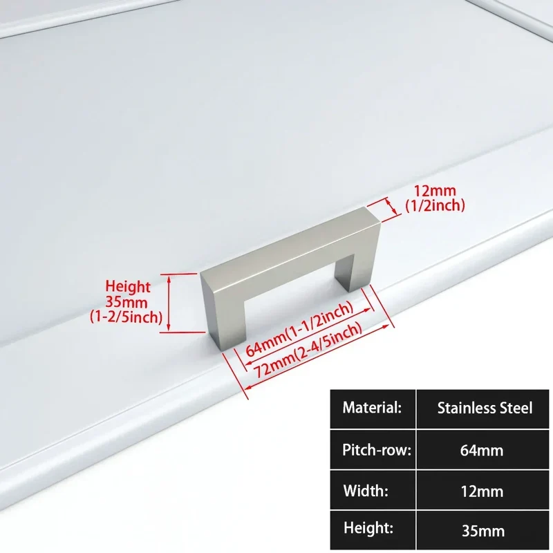 Schwarzer quadratischer Möbelgriff – Aluminiumlegierung | Verschiedene Größen | Schrauben enthalten