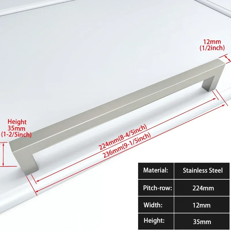 Schwarzer quadratischer Möbelgriff – Aluminiumlegierung | Verschiedene Größen | Schrauben enthalten