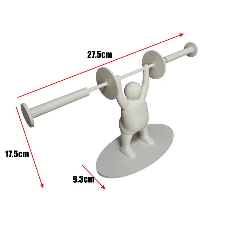 Lustiger Gewichtheber-Toilettenpapierhalter – 3D-Druck | Standmodell | Grau/Weiß/Schwarz