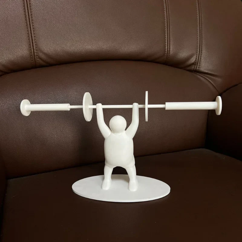 Lustiger Gewichtheber-Toilettenpapierhalter – 3D-Druck | Standmodell | Grau/Weiß/Schwarz