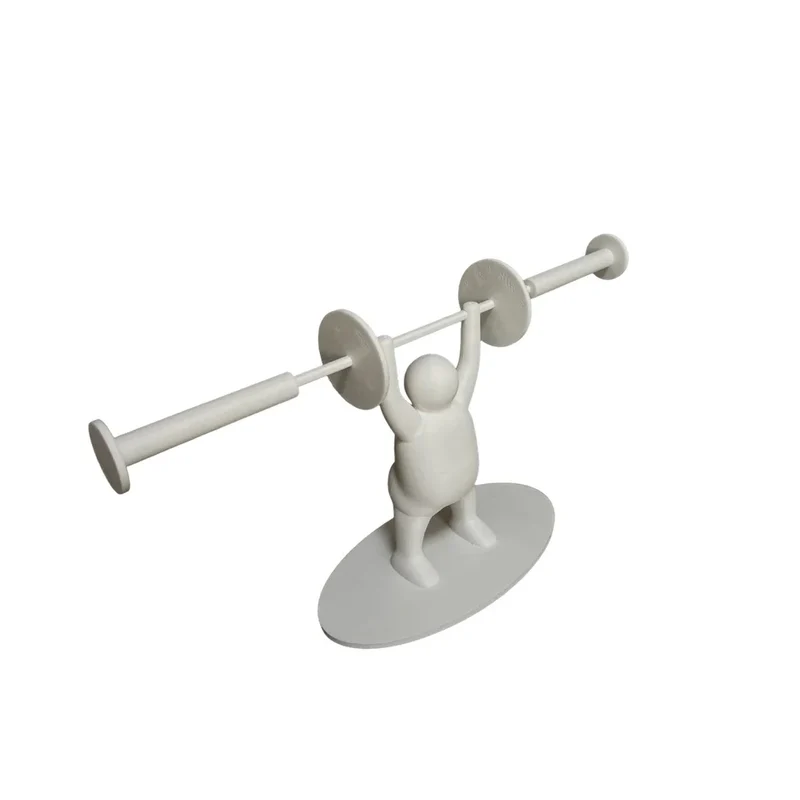 Lustiger Gewichtheber-Toilettenpapierhalter – 3D-Druck | Standmodell | Grau/Weiß/Schwarz