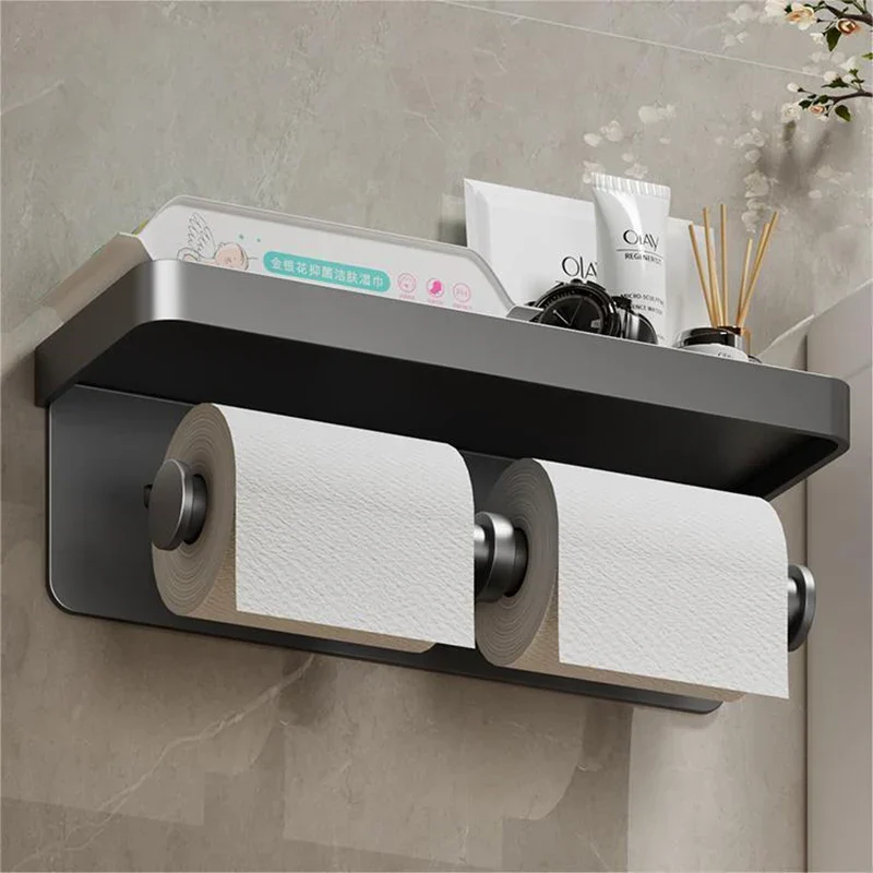 SmartHold Luxe – Toilettenpapierhalter aus Aluminium mit Telefonablage