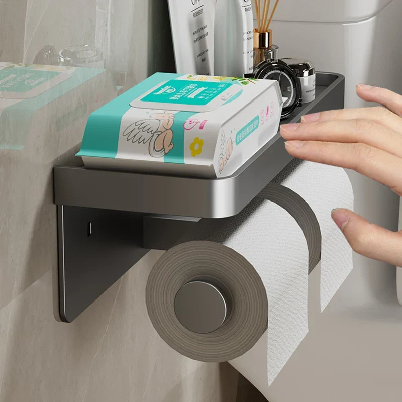SmartHold Luxe – Toilettenpapierhalter aus Aluminium mit Telefonablage