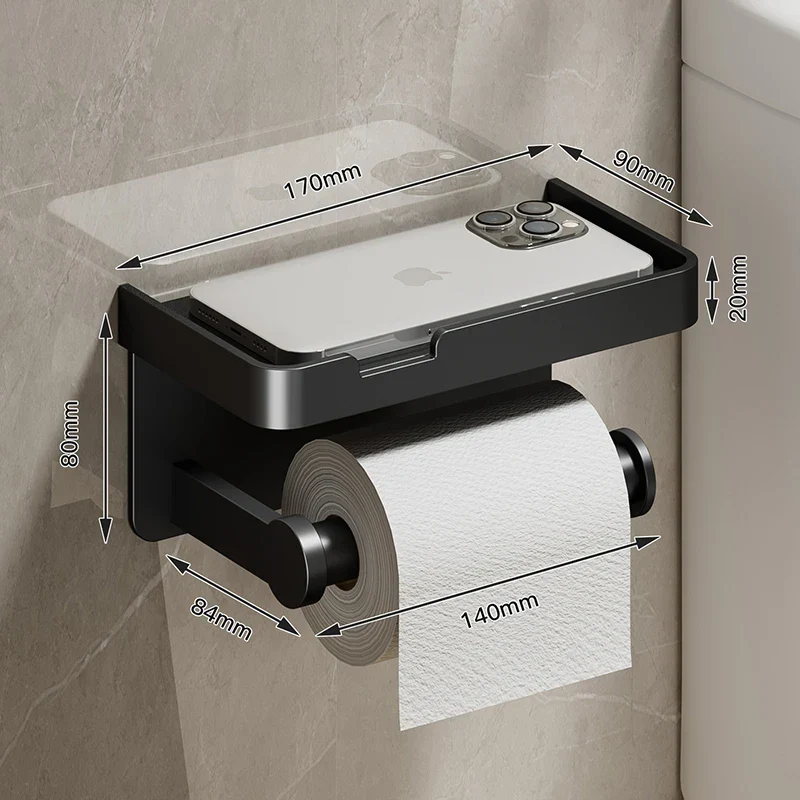 SmartHold Luxe – Toilettenpapierhalter aus Aluminium mit Telefonablage