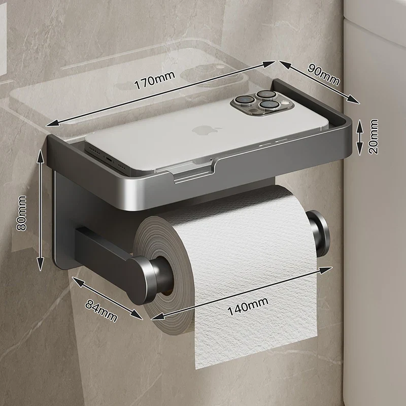 SmartHold Luxe – Toilettenpapierhalter aus Aluminium mit Telefonablage
