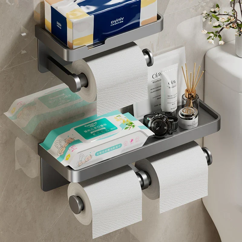 SmartHold Luxe – Toilettenpapierhalter aus Aluminium mit Telefonablage