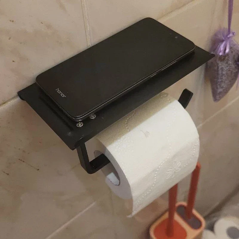 SmartHold Luxe – Toilettenpapierhalter aus Aluminium mit Telefonablage