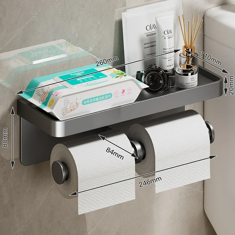 SmartHold Luxe – Toilettenpapierhalter aus Aluminium mit Telefonablage