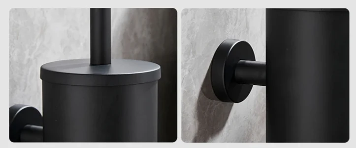 SteelClean Luxus-Toilettenbürste mit Wandhalterung – Schwarzes Edelstahldesign