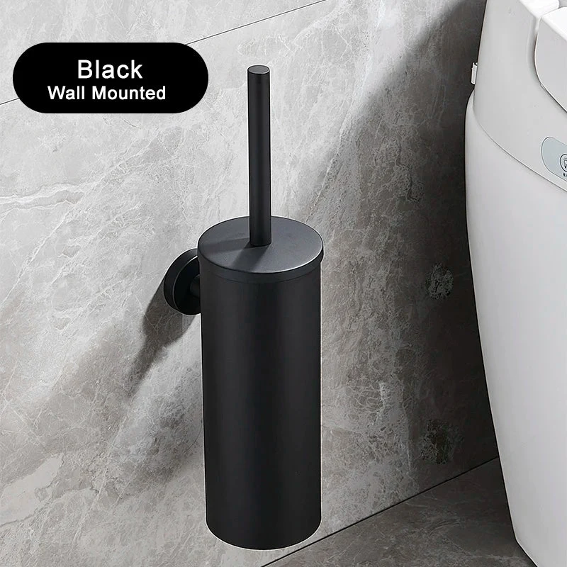 SteelClean Luxus-Toilettenbürste mit Wandhalterung – Schwarzes Edelstahldesign