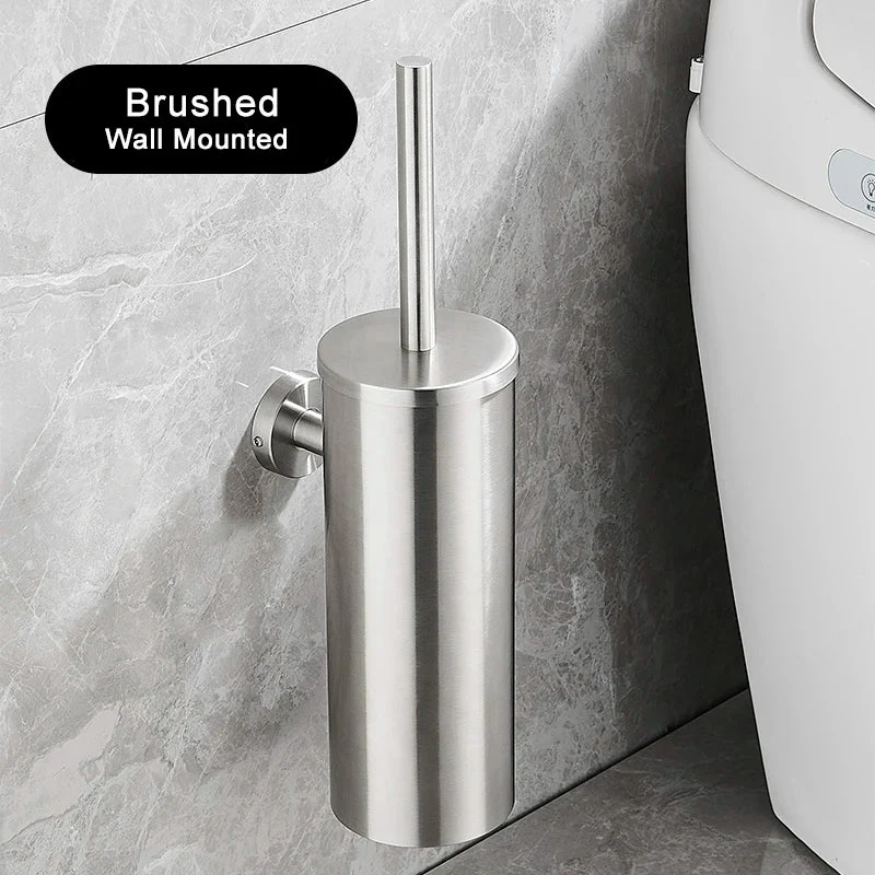 SteelClean Luxus-Toilettenbürste mit Wandhalterung – Schwarzes Edelstahldesign