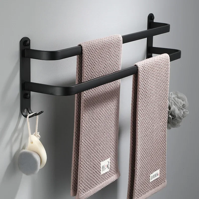 Fester Handtuchhalter – Schwarzes Aluminium | Schraubmontage