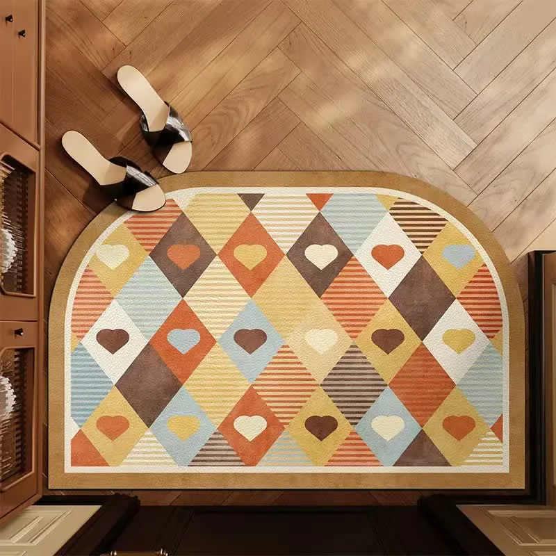 Retro-Teppich mit geometrischem Herzbogen für den Eingangsbereich