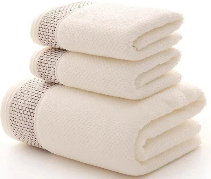 3-teiliges Luxus-Handtuchset | 100 % gekämmte Baumwolle | Jacquard-Stickerei