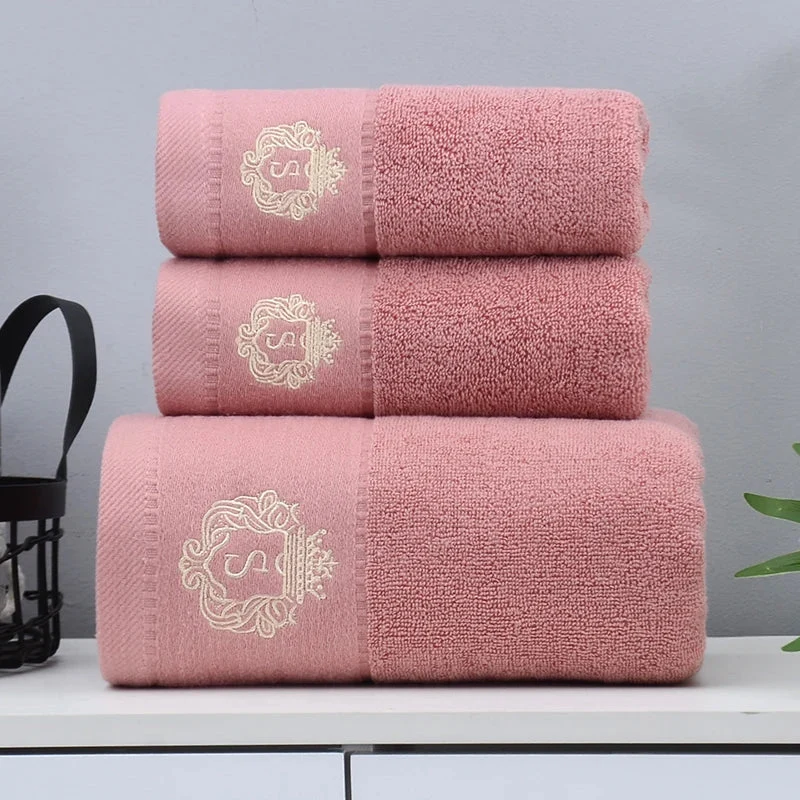 3-teiliges Luxus-Handtuchset | 100 % gekämmte Baumwolle | Jacquard-Stickerei