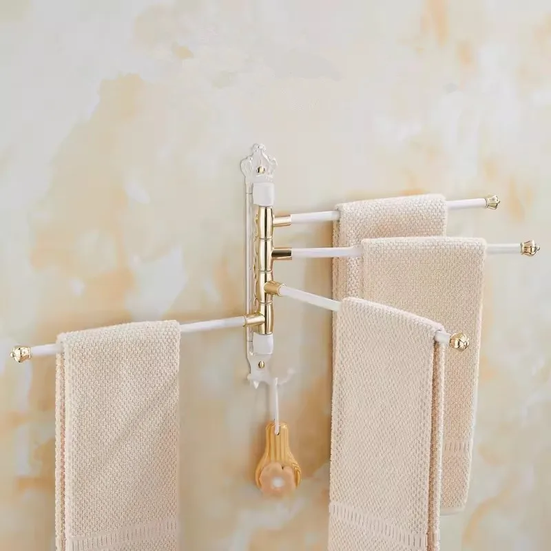 Handtuchhalter | Gebürstetes Gold | Aluminium | <50 cm | Antik graviert