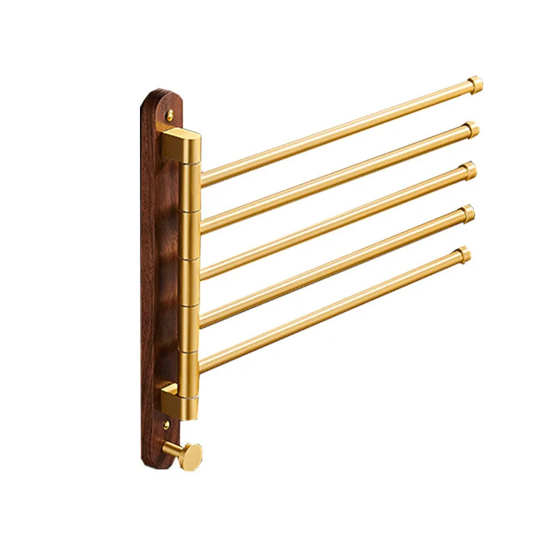 Handtuchhalter | Holz & gebürstetes Gold | <50 cm | Faltbar & Tragbar