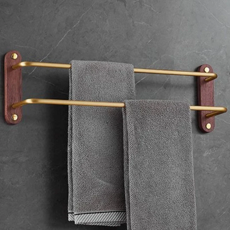 Doppelter Handtuchhalter | 50–60 cm | Schwarz oder Gold/Walnuss | Gebürstetes Aluminium