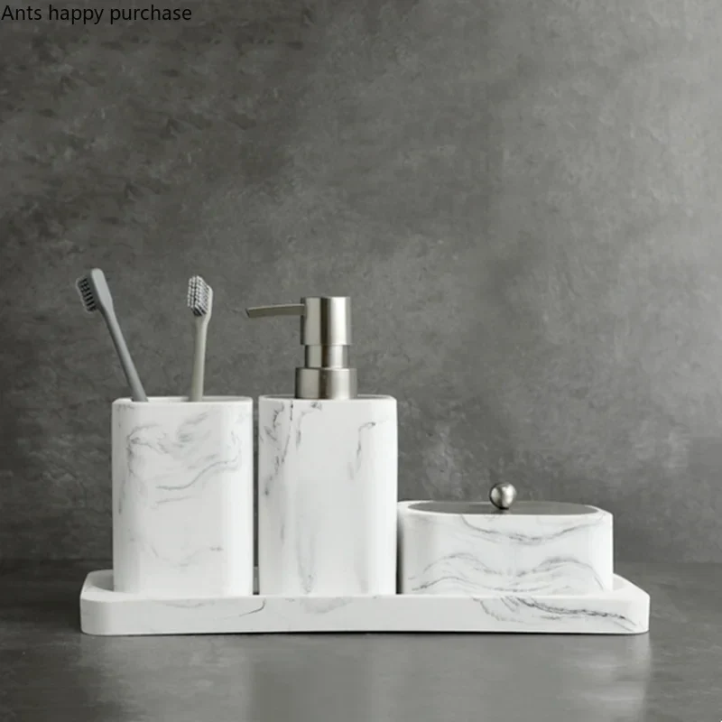 Vierteiliges Badezimmer-Accessoire-Set – Marmoroptik
