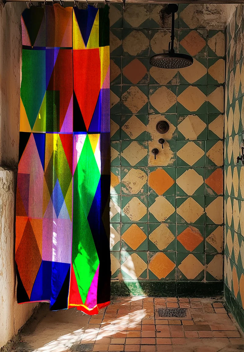 Artist Cotton Shower Curtain "Risografia" by Claudia Caviezel