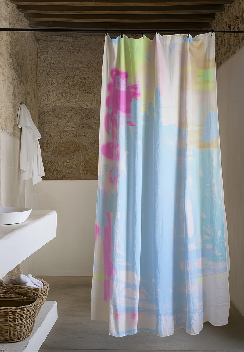 Artist Cotton Shower Curtain "Vibes" by Yvonne Robert