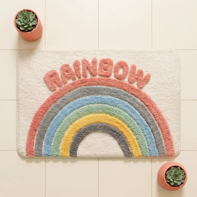 Moderner Regenbogen-Plüsch-Badeteppich