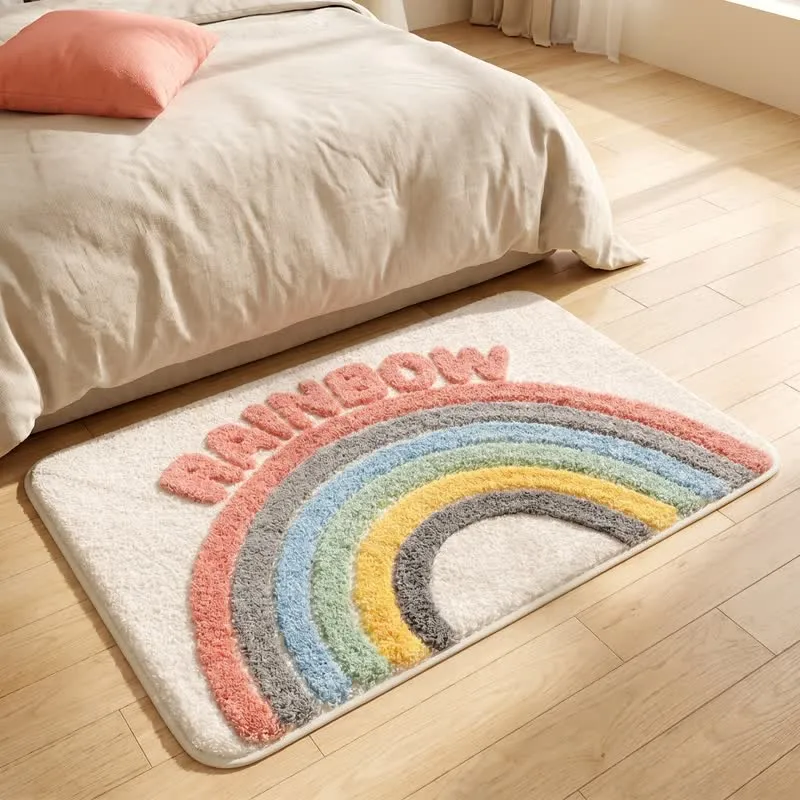 Moderner Regenbogen-Plüsch-Badeteppich