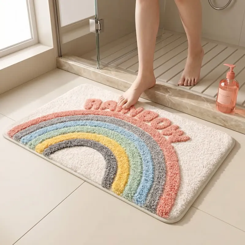 Moderner Regenbogen-Plüsch-Badeteppich