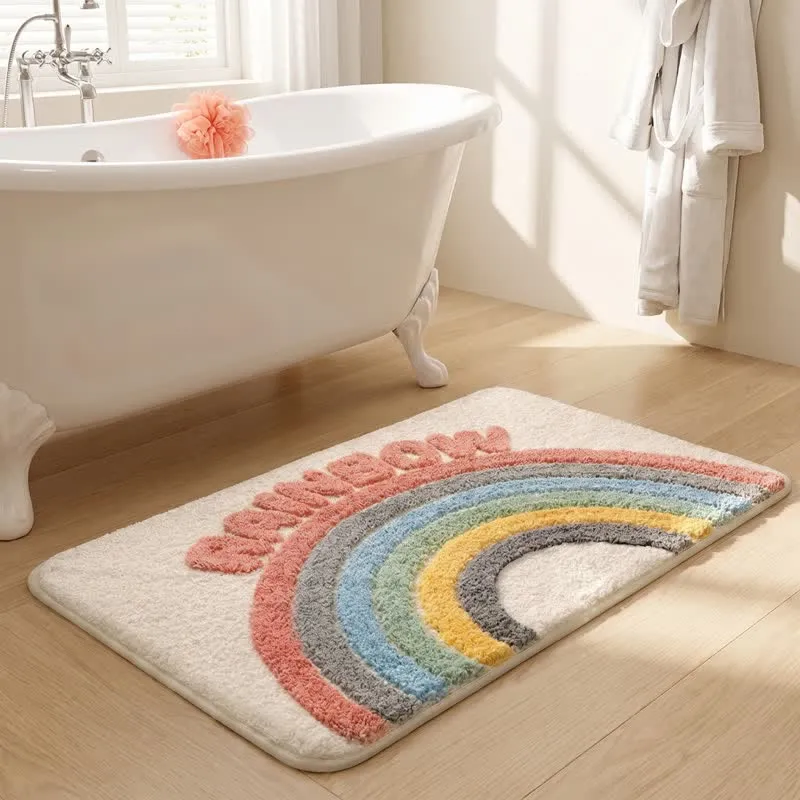 Moderner Regenbogen-Plüsch-Badeteppich