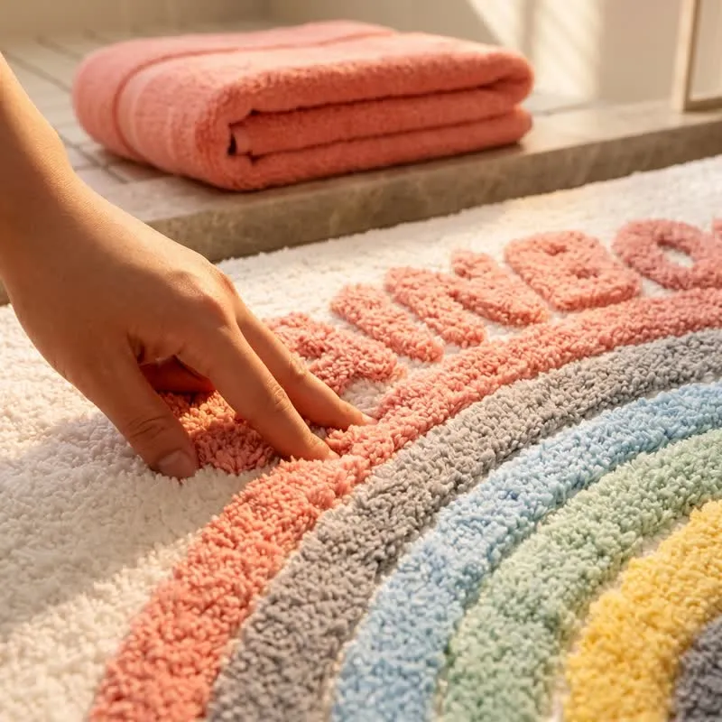 Moderner Regenbogen-Plüsch-Badeteppich