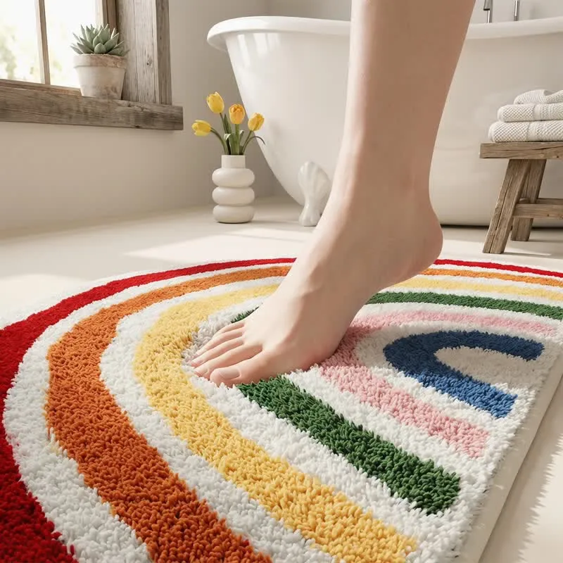 Regenbogenbogen Badematte aus Kunstkaschmir