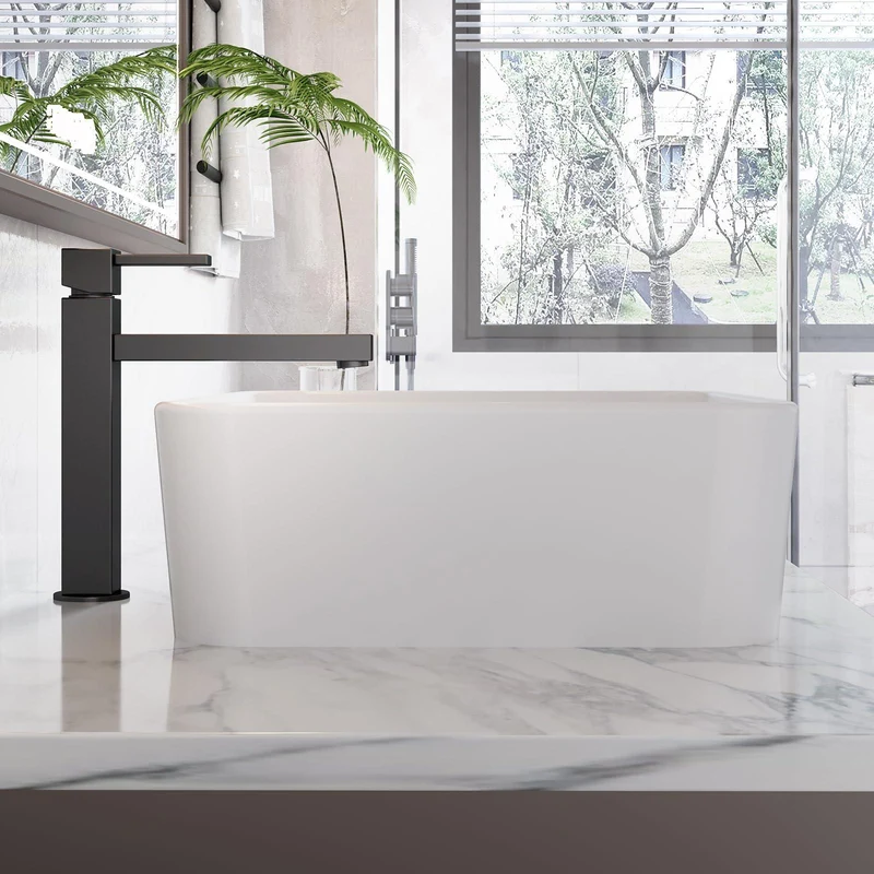 Garvee Lavabo da Bagno da Appoggio in Ceramica Bianca Rettangolare 47.5x37.5x13.5 cm