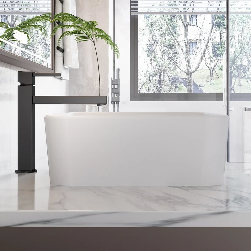 Garvee Lavabo da Bagno da Appoggio in Ceramica Bianca Rettangolare 47.5x37.5x13.5 cm