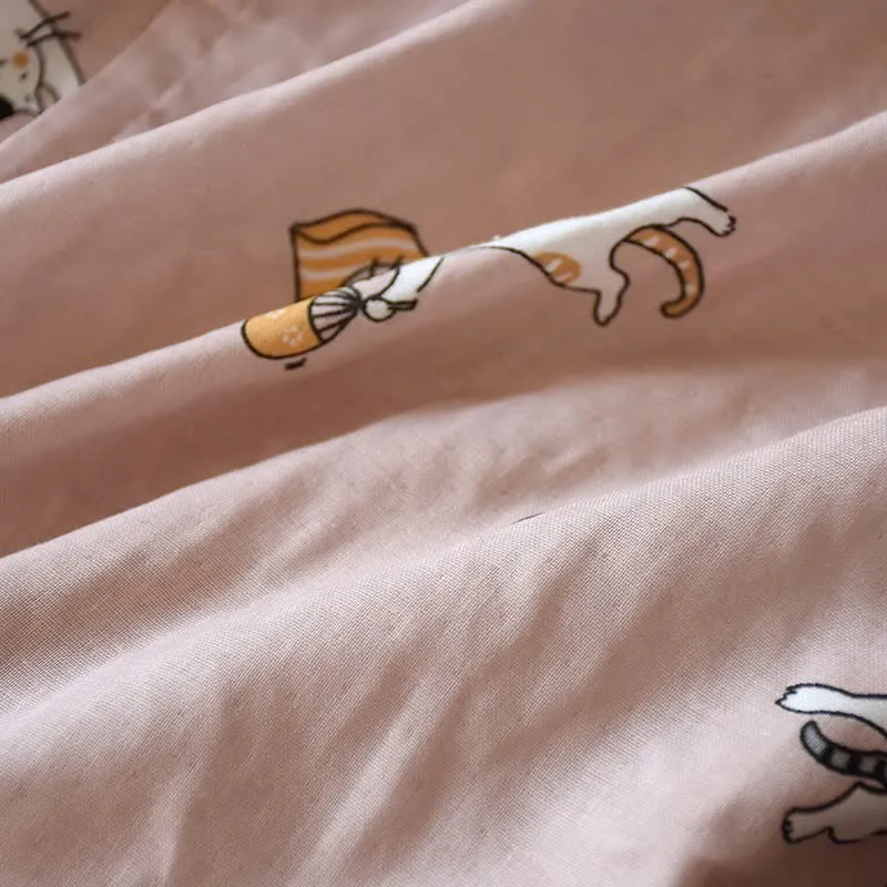 Partner-Kimono aus Baumwolle mit Katzenmotiv