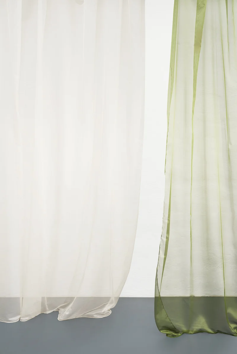 Metallic Sheer Curtains "Glamorous" in Green Color