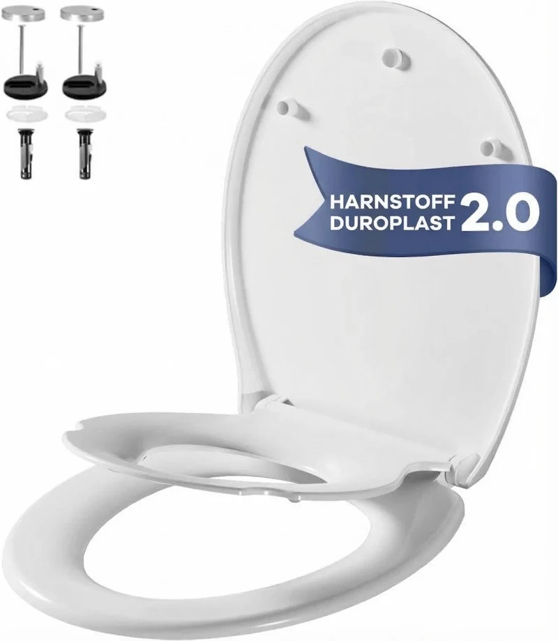 Garvee WC-Sitz Familiare Ovale Mit Integriertem Kindersitz, Soft-Close, Quick-Release, Duroplast Antibakteriell, Bis 150 kg, Weiß, Modernes Badezimmer