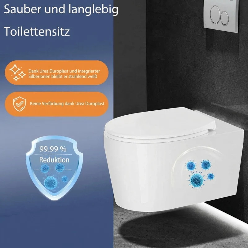 Garvee WC-Sitz Familiare Ovale Mit Integriertem Kindersitz, Soft-Close, Quick-Release, Duroplast Antibakteriell, Bis 150 kg, Weiß, Modernes Badezimmer