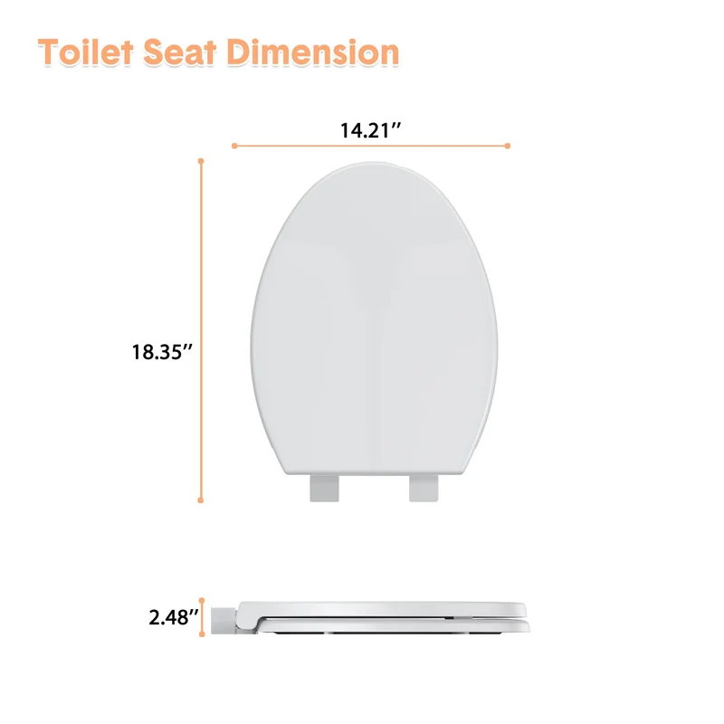 Garvee Sedile WC Rotondo 43 cm Con Rilascio Rapido, Design Anti-Vibrazione, Materiale PP, Cerniere Soft-Close, Bagni E Case In Affitto, Bianco
