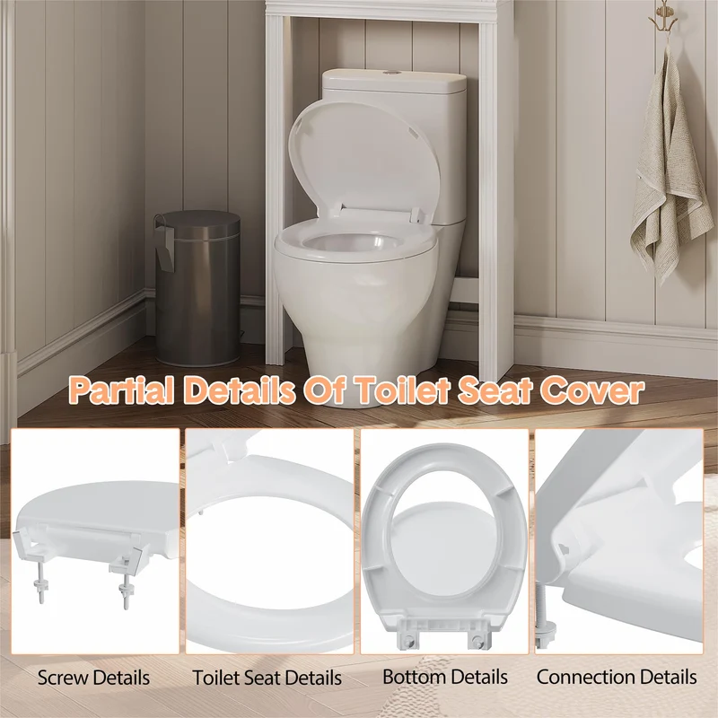 Garvee Sedile WC Rotondo 43 cm Con Rilascio Rapido, Design Anti-Vibrazione, Materiale PP, Cerniere Soft-Close, Bagni E Case In Affitto, Bianco