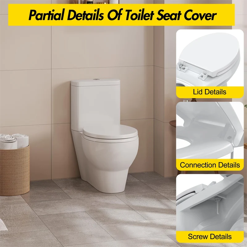 Garvee Sedile WC Rotondo 43 cm Con Rilascio Rapido, Design Anti-Vibrazione, Materiale PP, Cerniere Soft-Close, Bagni E Case In Affitto, Bianco