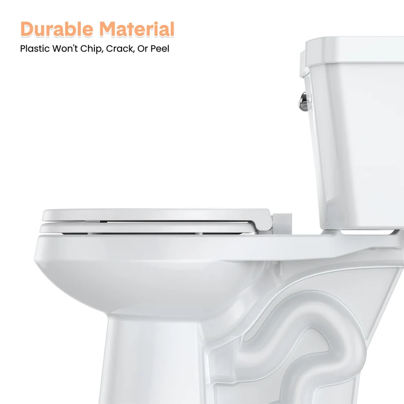Garvee Sedile WC Rotondo 43 cm Con Rilascio Rapido, Design Anti-Vibrazione, Materiale PP, Cerniere Soft-Close, Bagni E Case In Affitto, Bianco