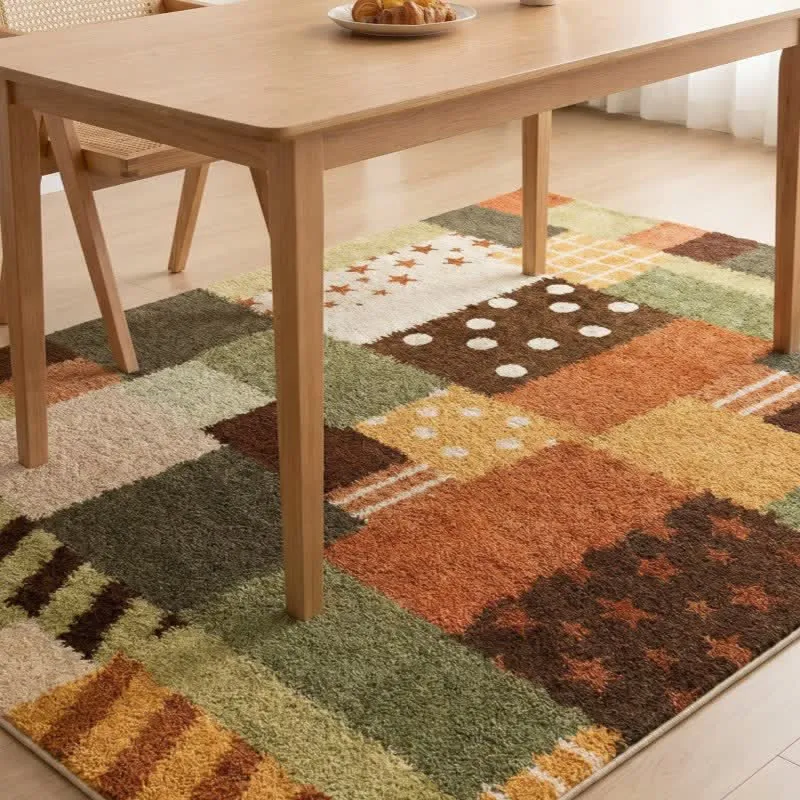 Patchwork-Teppich mit Sternen- und Punktmuster